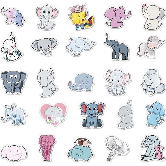Assorted Cartoon Elephant Stickers 🐘 - Picture 4 of 6